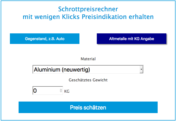 Schrottpreisrechner für Altmetalle